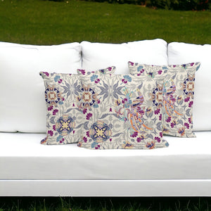 HomeRoots Set of Three 16" Pink & White Peacock Throw Pillows - Indoor/Outdoor Comfort with Charming Style 535991