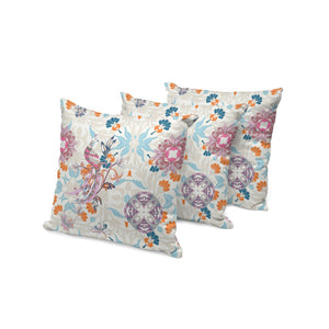 HomeRoots Set of Three Peacock Throw Pillows - 16" Blue & Off-White Indoor/Outdoor Accents for Stylish Decor 535994