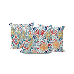 HomeRoots Set of Three 16" Red & White Peacock Throw Pillows - Stylish Indoor/Outdoor Décor for Any Space! 535995