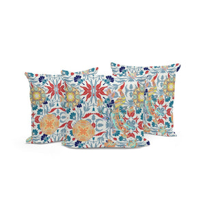 HomeRoots Set of Three 16" Red & White Peacock Throw Pillows - Stylish Indoor/Outdoor Décor for Any Space! 535995