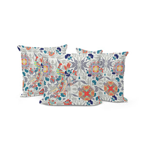 Homeroots Set Of Three 16" X 16" Orange And White Peacock Blown Seam Eclectic Indoor Outdoor Throw Pillow  Polyester 535999