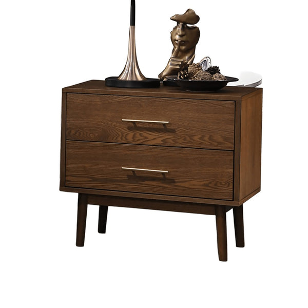 English Elm Platform Bed Set - Mid-Century Modern Walnut Queen Bed & 2 Nightstands For Stylish Elegance B2741S00467-GIGA