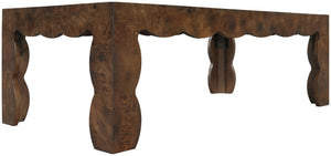 Meridian Furniture Vassa Burl Veneer Coffee Table Art Deco Sculptural Low Profile for Modern Living Room Brown 535Brown-CT