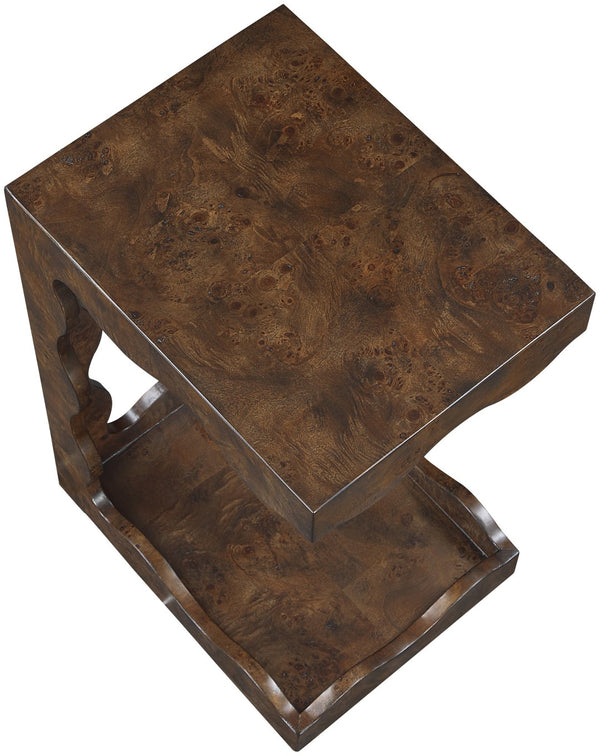 Meridian Furniture Vassa Art Deco Burl Veneer End Table with Sculptural Swirl Grain for Elegant Living Rooms Brown 535Brown-ET