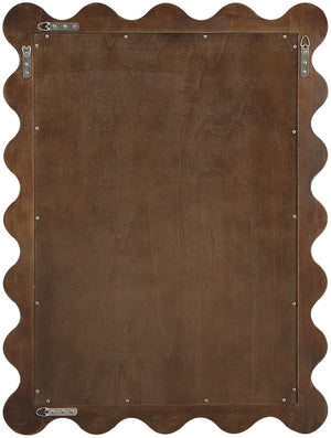 Meridian Furniture Vassa Burl Veneer Wall Mirror Art Deco Sculptural Frame Wood Grain Living Room Decor Brown 535Brown-M