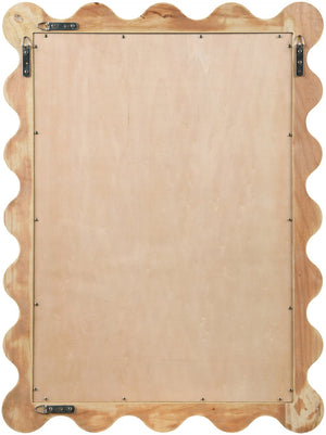 Meridian Furniture Vassa Burl Veneer Wall Mirror Art Deco Sculptural Frame Wood Grain Living Room Decor Natural 535Natural-M