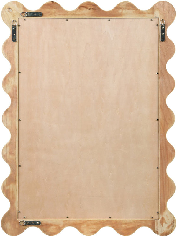 Meridian Furniture Vassa Burl Veneer Wall Mirror Art Deco Sculptural Frame Wood Grain Living Room Decor Natural 535Natural-M