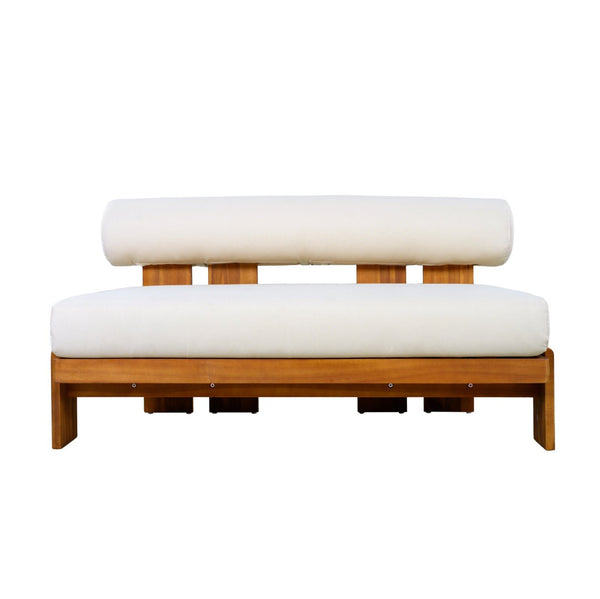 English Elm Patio Acacia Wood Loveseat and Coffee Table Set for Outdoor Lounge Spaces N776P387848B