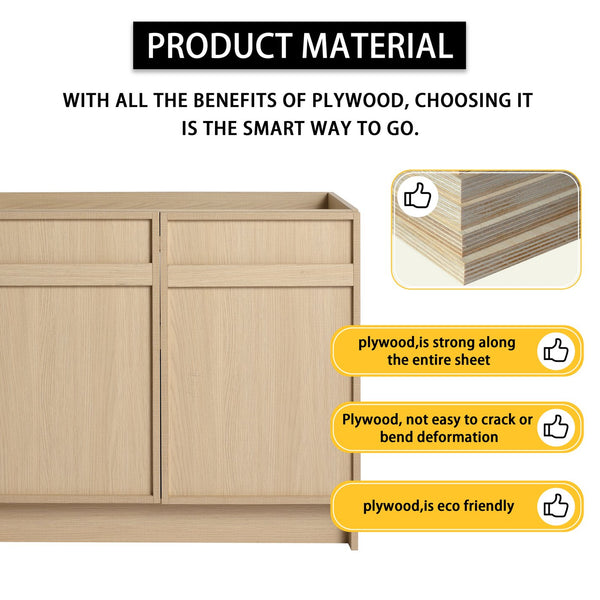 English Elm 36" Freestanding Bathroom Vanity with White Resin Sink, Soft-Close Doors, Adjustable Shelf, Modern Durable Finish W999P239161
