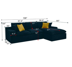 English Elm Cloud Sectional Sofa High Density Foam Deep Seat Modern Living Room Couch W5568S00002