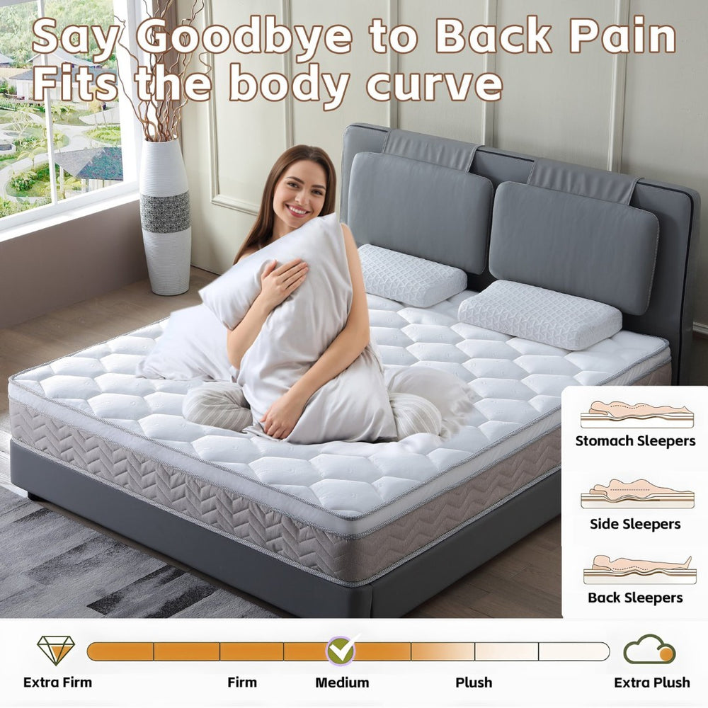 English Elm Medium Firm Hybrid Mattress Gel Foam Pocket Coils Euro Top Breathable Sleep W3203P293172