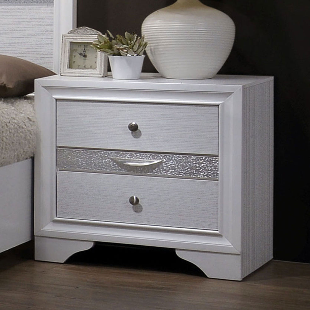 English Elm 3 Drawers Wooden Nightstand With Sleek Nickel Knobs - Modern White Finish For Stylish Storage Solutions B016P251556