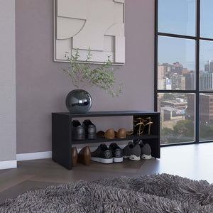 English Elm Basic 23" Wide 2-tier shoe rack | Stackable, space-saving organizer for closets, entryways & stairs Black 33 L x 19 W x 4 H B070P234325