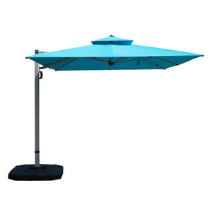 English Elm 9'x 11' Rectangle Cantilever Umbrella with Reinforced 9-Rib Frame, 360° Pedal Rotation, Tilt Adjustment Lake Blue W1859P337789