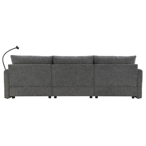 English Elm [video]96.5'' Chenille L-shaped Sectional with Usb Charging Ottoman Pockets Living Room N723S8776E