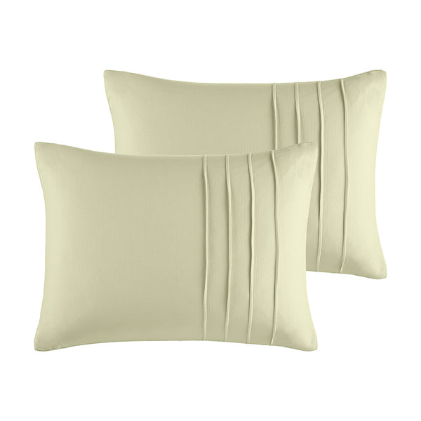 JLA Home Comfort Spaces - Soft Soft Washed Pleated Duvet Cover Set with OEKO-TEX, Ultra-Soft Microfiber, Breathable All-Season Comfort Sage AM12-0147