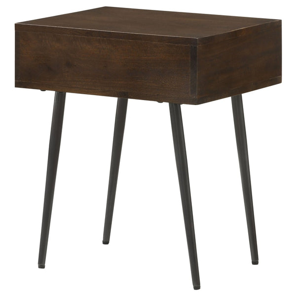 English Elm Gibson Solid Mango Wood Side Table Carved Starburst Drawer Mid-century Accent B062P441156