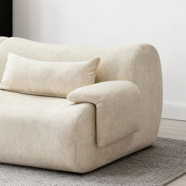 English Elm Boneless Curved Sofa with Chaise High Density Foam Three Seat Modern Living Room W3728S00005