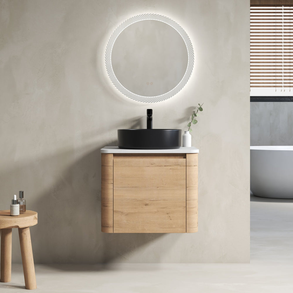 English Elm 24'' Wall-Mounted Bathroom Vanity With Ceramic Sink, Soft-Close Door & Space-Saving Design For Elegance W999S00393