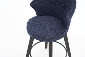 English Elm 008-Wing Upholstered Swivel Counter Stools Set of 2 with Solid Wood Legs, Chenille Comfort & 250lb Capacity Blue W2636P239837