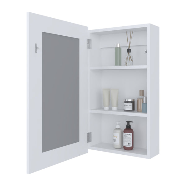 English Elm Parks Wall-Mounted Medicine Cabinet with Mirrored Door, Three Interior Shelves for Bathroom Storage White 31.1 L x 19.3 W x 3.5 H B128P237174