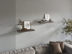 English Elm Floating Shelves - Set Of 2 Walnut Finish, Modern Design For Home Decor & Space-Saving Solutions B097P250926