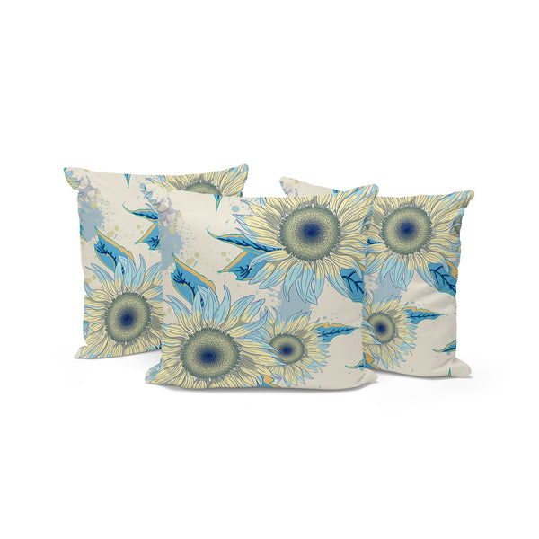 Homeroots Set Of Three 16" X 16" Green And Yellow Blown Seam Floral Indoor Outdoor Throw Pillow  Polyester 536006