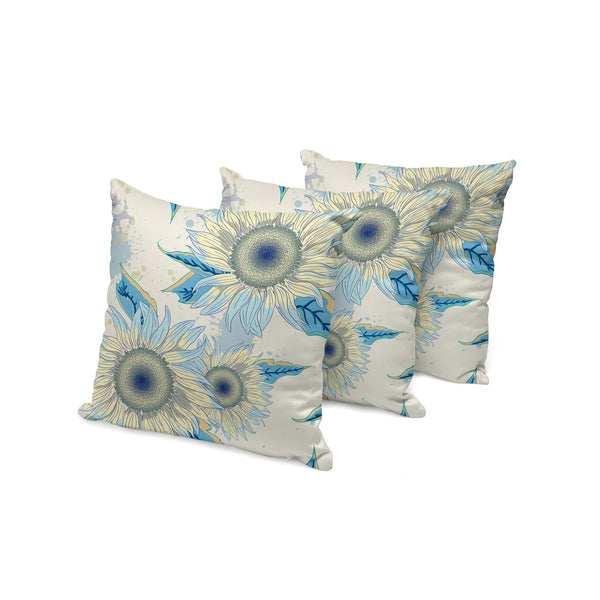 Homeroots Set Of Three 16" X 16" Green And Yellow Blown Seam Floral Indoor Outdoor Throw Pillow  Polyester 536006