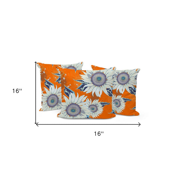 HomeRoots Set of Three 16" Red & White Floral Throw Pillows - Stylish Indoor/Outdoor Cushions for Any Space 536010