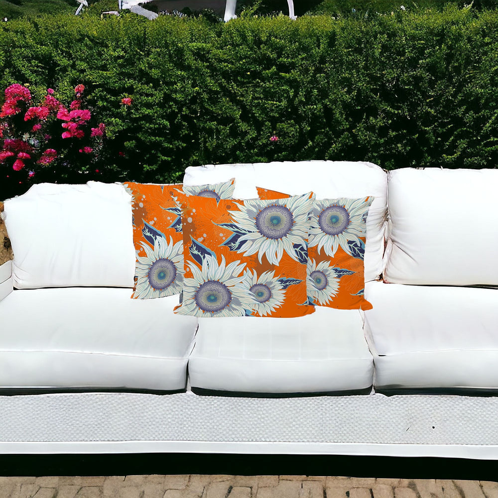 Homeroots Set Of Three 16" X 16" Red And White Blown Seam Floral Indoor Outdoor Throw Pillow  Polyester 536010