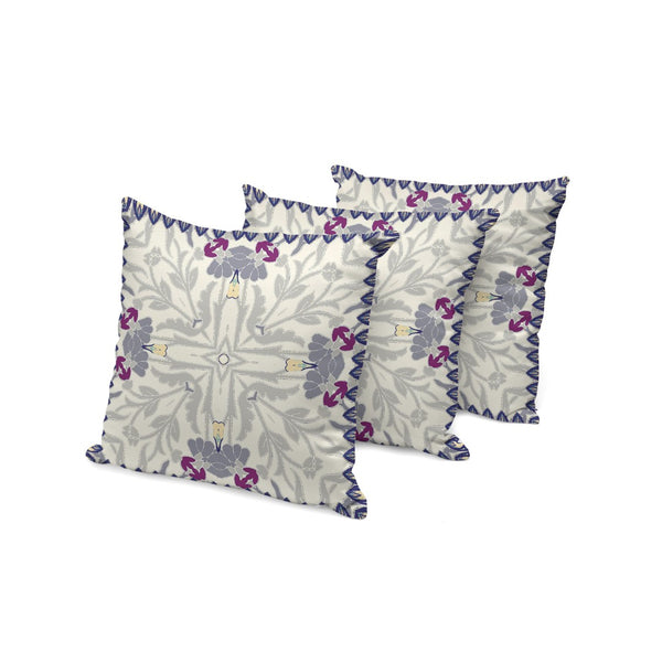 HomeRoots Set of Three Gray & Purple Floral Throw Pillows - Stylish, Weather-Resistant Decor for Indoors & Outdoors 536027
