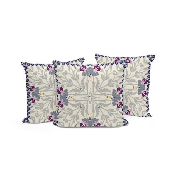 HomeRoots Set of Three Gray & Purple Floral Throw Pillows - Stylish, Weather-Resistant Decor for Indoors & Outdoors 536027