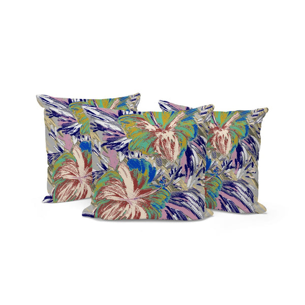 HomeRoots Set of Three 16" Floral Green and White Throw Pillows for Indoor and Outdoor Comfort & Style 536033
