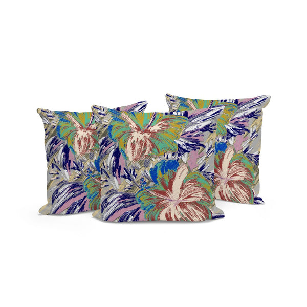 HomeRoots Set of Three 16" Floral Green and White Throw Pillows for Indoor and Outdoor Comfort & Style 536033