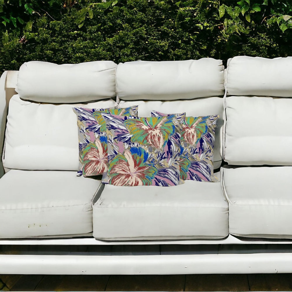 HomeRoots Set of Three 16" Floral Green and White Throw Pillows for Indoor and Outdoor Comfort & Style 536033