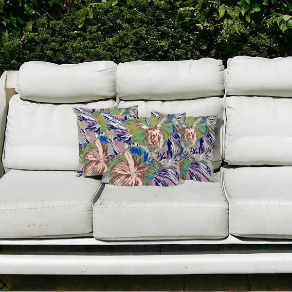 HomeRoots Set of Three 16" Floral Green and White Throw Pillows for Indoor and Outdoor Comfort & Style 536033