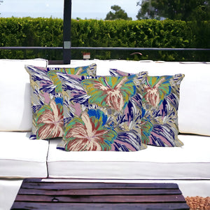 HomeRoots Set of Three 16" Floral Green and White Throw Pillows for Indoor and Outdoor Comfort & Style 536033