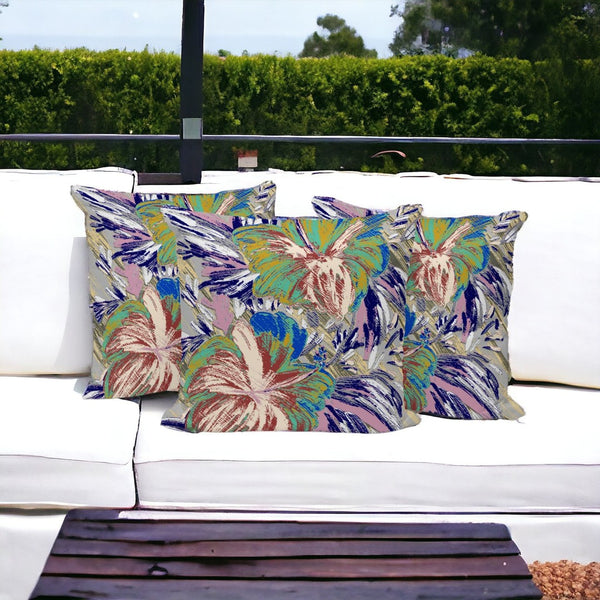 HomeRoots Set of Three 16" Floral Green and White Throw Pillows for Indoor and Outdoor Comfort & Style 536033