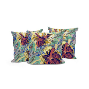 HomeRoots Set of Three Vibrant 16" Green & Yellow Floral Throw Pillows for Stylish Indoor/Outdoor Use 536044