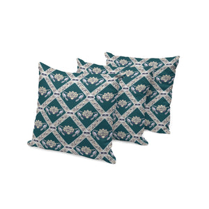 Homeroots Set Of Three 16" X 16" Green And Yellow Peacock Blown Seam Floral Indoor Outdoor Throw Pillow  Polyester 536047