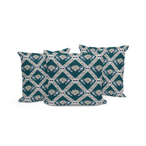 Homeroots Set Of Three 16" X 16" Green And Yellow Peacock Blown Seam Floral Indoor Outdoor Throw Pillow  Polyester 536047