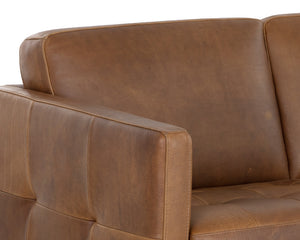 Sunpan Karmelo Sofa: Timeless Italian Design with Luxurious Leather and Solid Beech Wood Legs for Your Home Cognac Leather