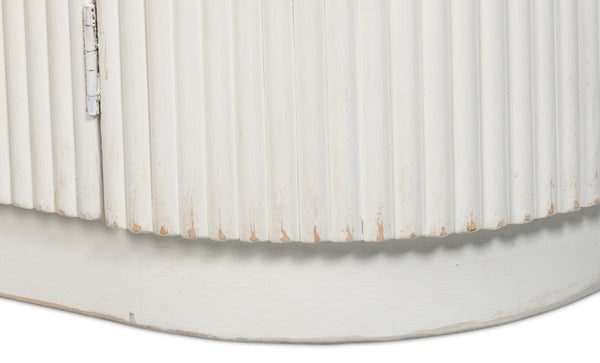 Sarreid Halle Antique White Demilune Table - Elegant Pine Entryway Furniture For Timeless Home Decor White  53605-3