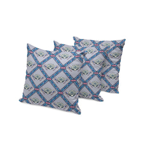 Homeroots Set Of Three 16" X 16" Blue And Gray Peacock Blown Seam Floral Indoor Outdoor Throw Pillow  Polyester 536050