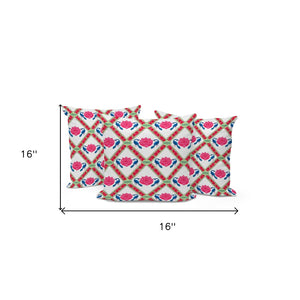 HomeRoots Set of Three 16" Pink & White Peacock Floral Throw Pillows for Indoor & Outdoor Decor Style 536052