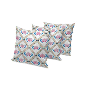 HomeRoots Set of Three Blue and White Peacock Floral Throw Pillows – Stylish Indoor/Outdoor Cushions for Elegance 536054
