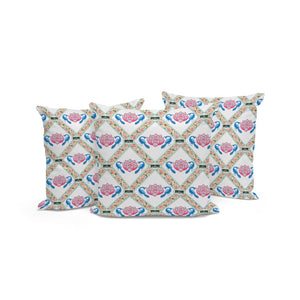 HomeRoots Set of Three Blue and White Peacock Floral Throw Pillows – Stylish Indoor/Outdoor Cushions for Elegance 536054