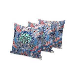 HomeRoots Set of Three Floral Throw Pillows – 16" Blue & Pink Cushions for Indoor/Outdoor Comfort & Style 536063