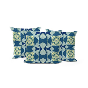 HomeRoots Set of Three 16" Blue & Green Blown-Seam Throw Pillows for Indoor & Outdoor Comfort and Style 536065