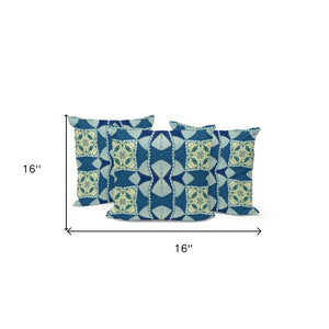 HomeRoots Set of Three 16" Blue & Green Blown-Seam Throw Pillows for Indoor & Outdoor Comfort and Style 536065
